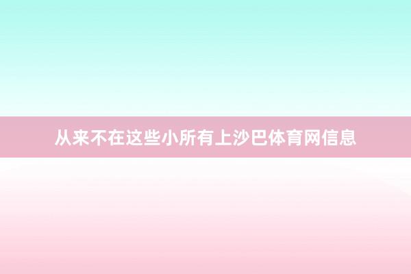 从来不在这些小所有上沙巴体育网信息