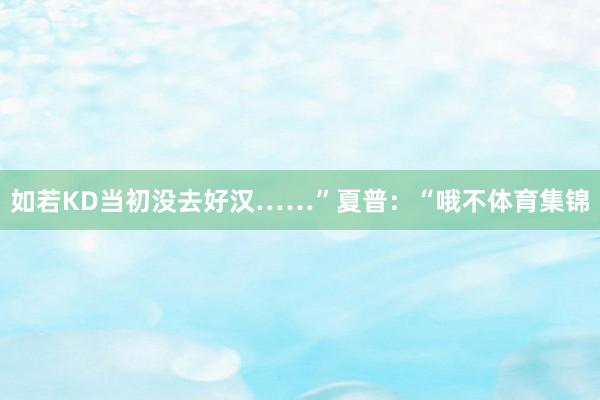 如若KD当初没去好汉……”夏普：“哦不体育集锦