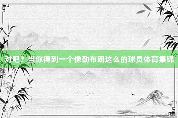对吧？当你得到一个像勒布朗这么的球员体育集锦