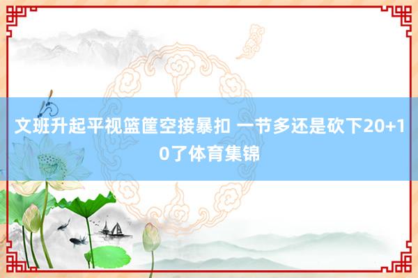 文班升起平视篮筐空接暴扣 一节多还是砍下20+10了体育集锦